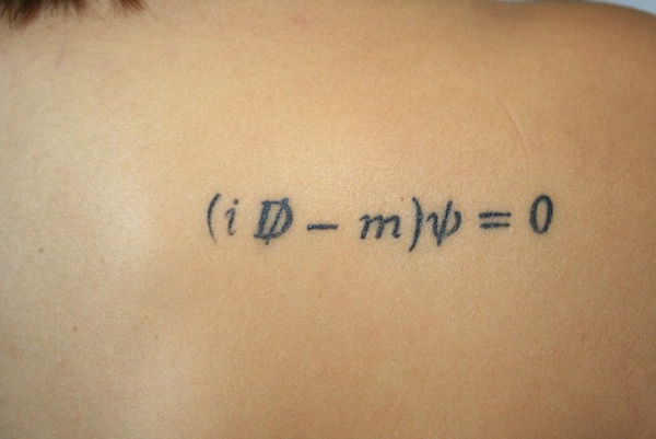 Dirac Equation Science Tattoo On Upper Back