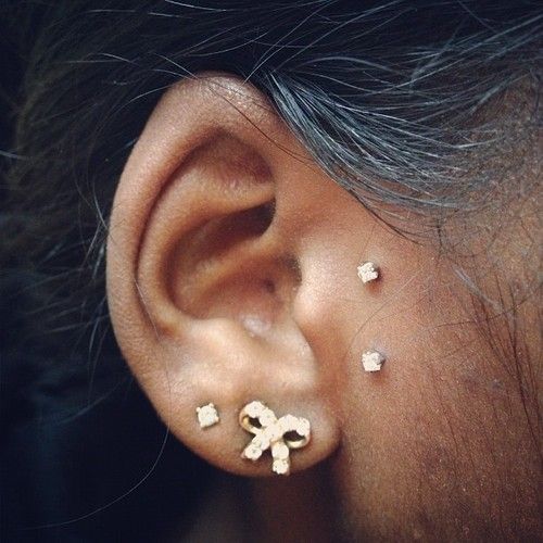 Double Lobe And Surface Ear Piercing