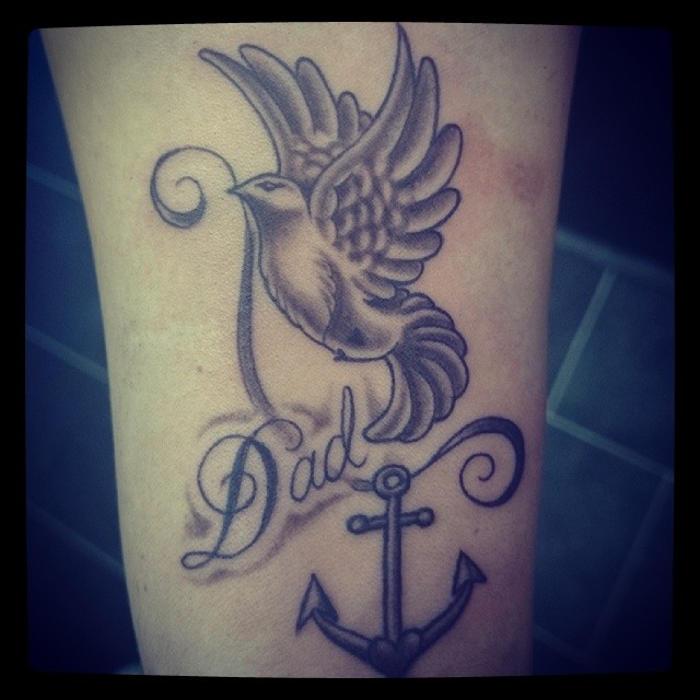 Dove And Anchor Remembrance Tattoo For Dad