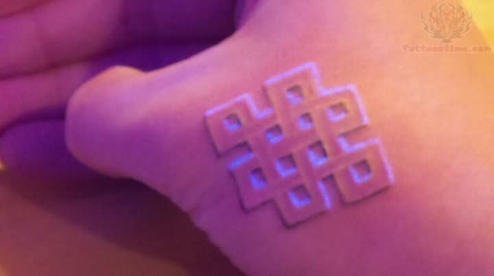 Endless Knot UV Tattoo On Hand