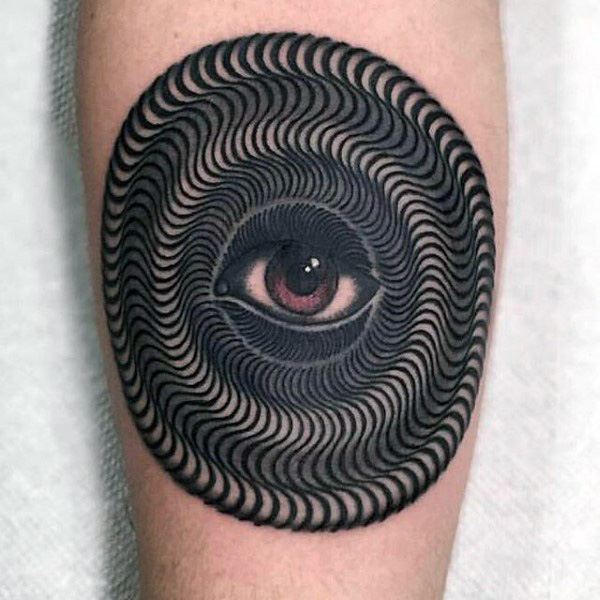 Eye With Spiral 3D Illusion Tattoo On Arm