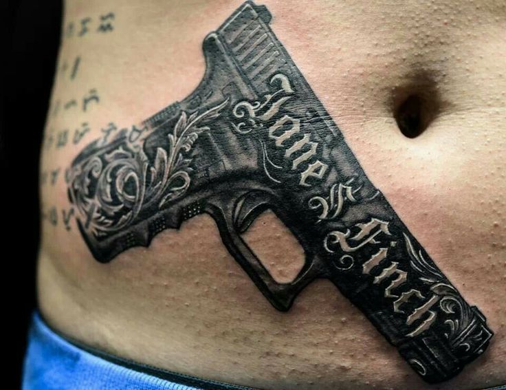 Fantastic Western Gun Tattoo On Hip