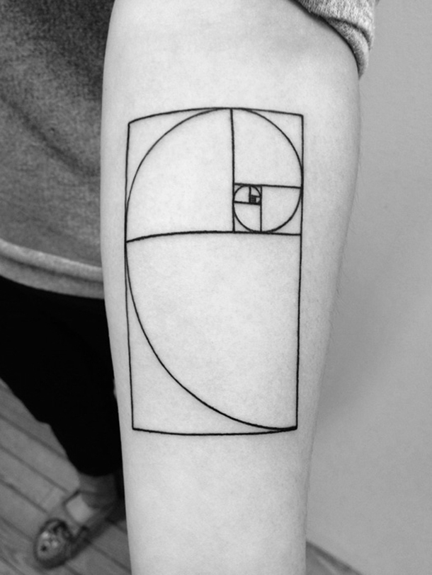 Fibonacci Spiral Tattoo On Forearm