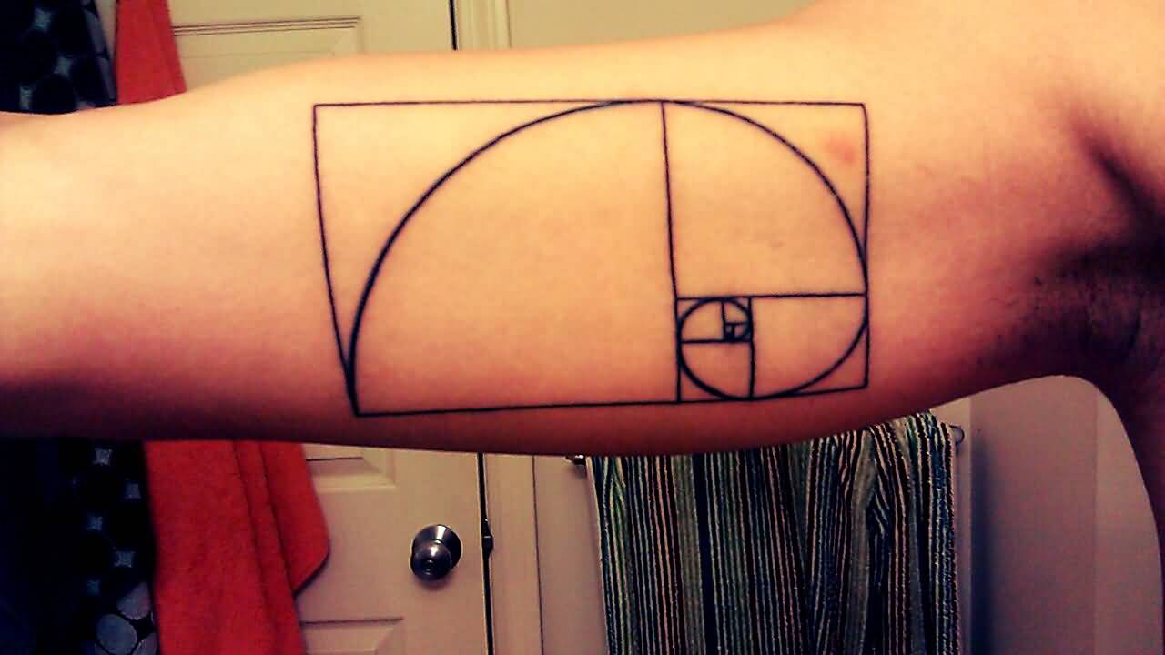 Fibonacci Spiral Tattoo On Upper Arm