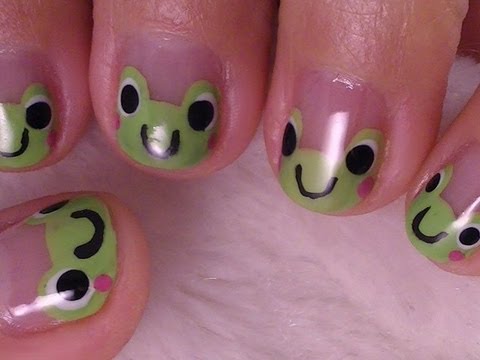 Frog Face Cute Short Nail Art With Video Tutorial