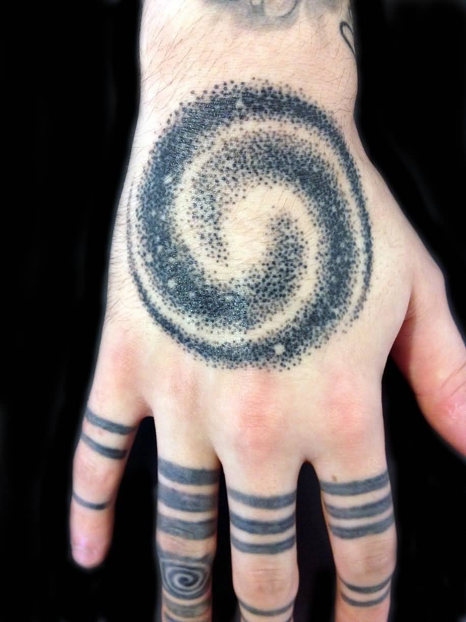 Galaxy Spiral Tattoo On Hand