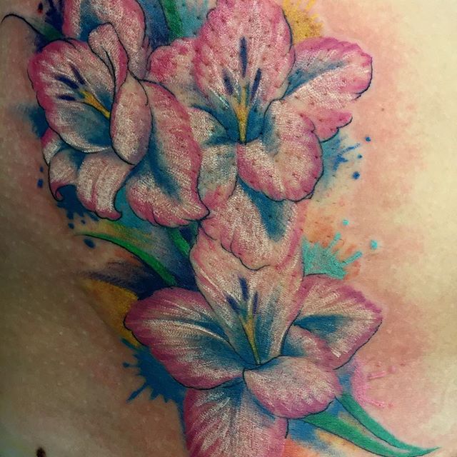 Gladiolus Flowers Color Tattoo