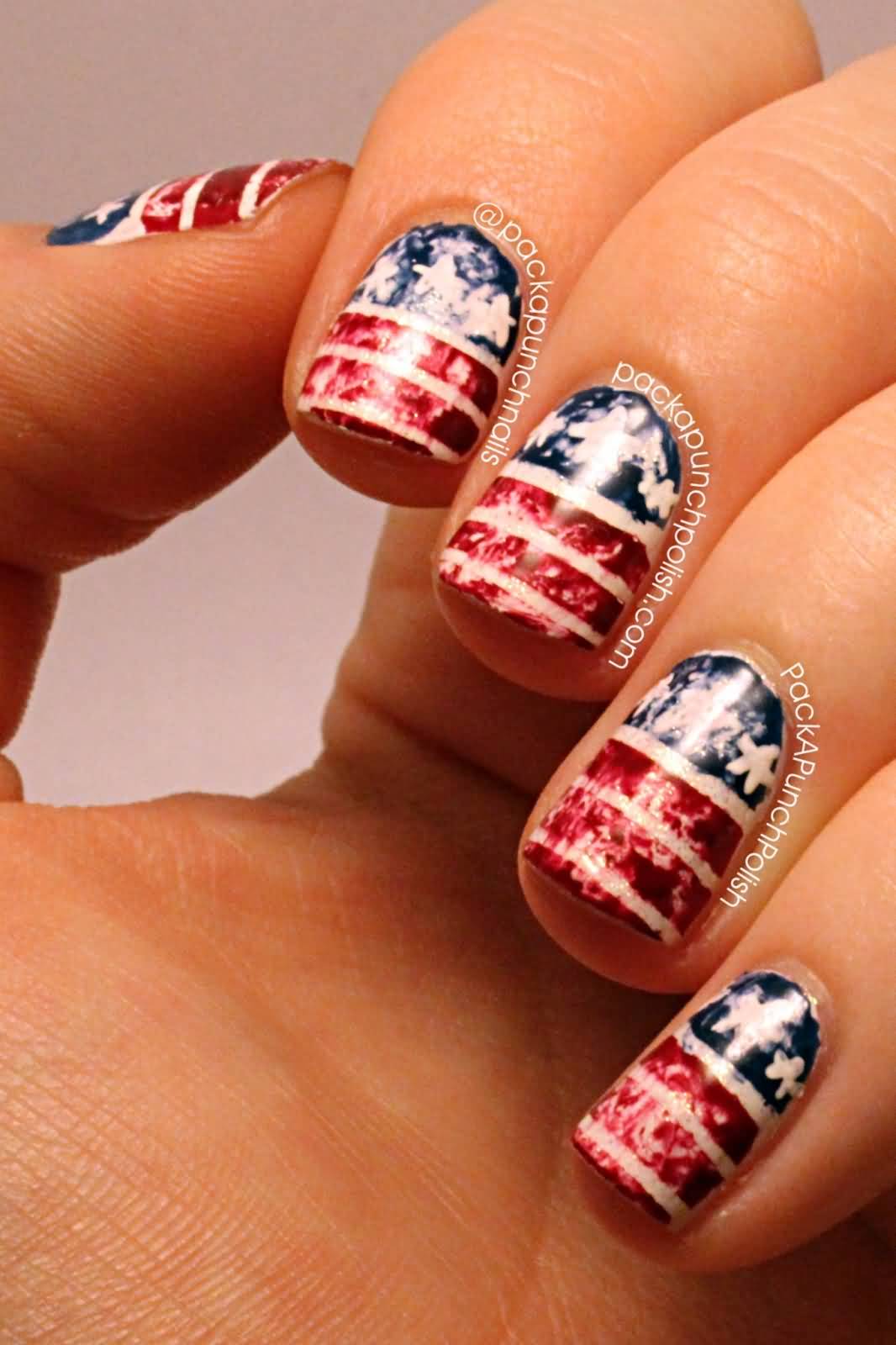 Glitter American Flag Nail Art