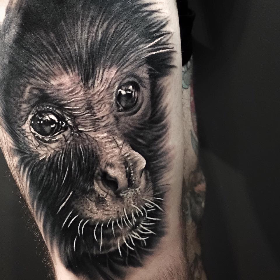 Gorilla tattoo by Levi Barnett