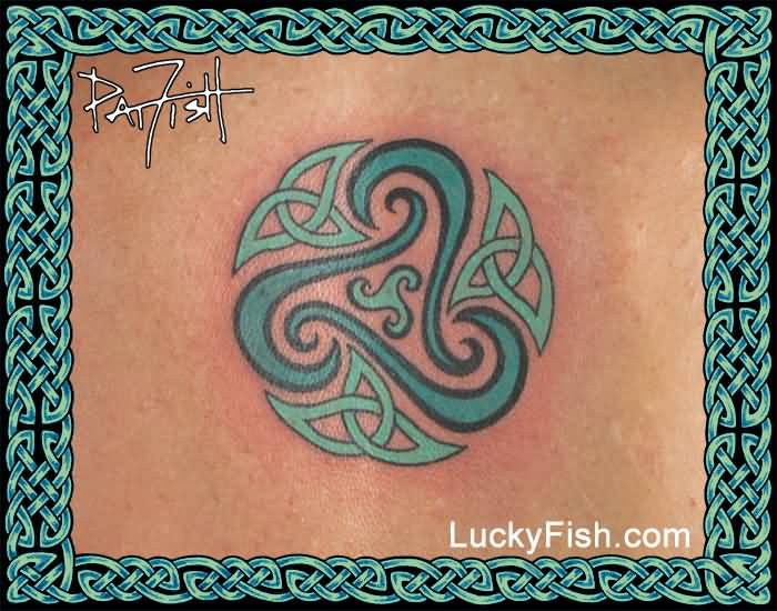 Green Celtic Spiral Knot Tattoo