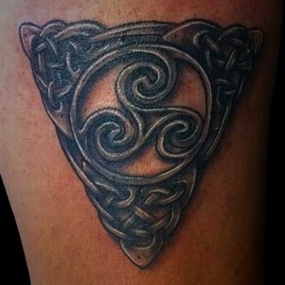 Grey Celtic Spiral Triangle Tattoo