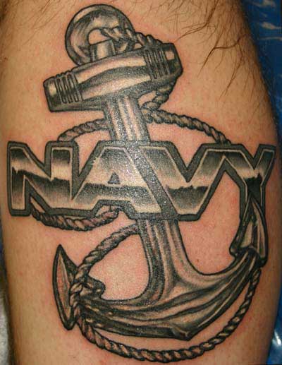 Grey Navy Anchor Tattoo