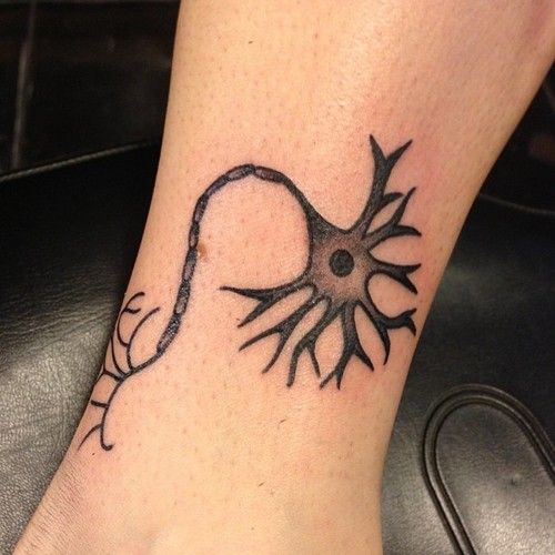 Grey Neuron Science Tattoo On Ankle