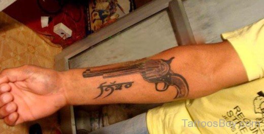 Gun Nidar Punjabi Tattoo On Arm Sleeve