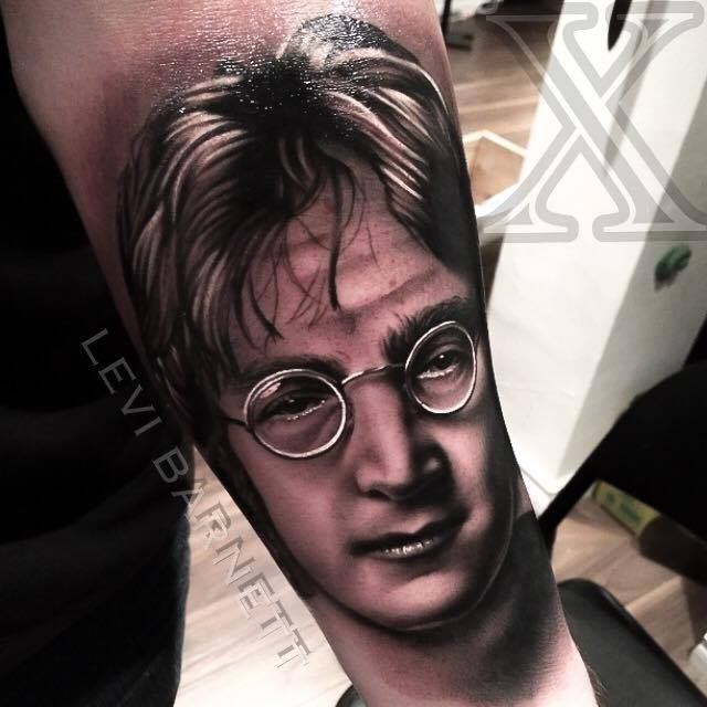 Harry Potter tattoo on arm by Levi Barnett