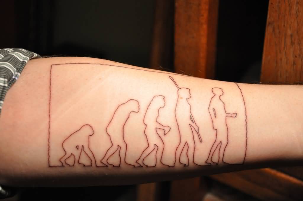 Human Science Outline Tattoo On Forearm