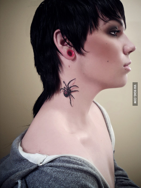 Impressive Black Widow Spider Tattoo For Girls