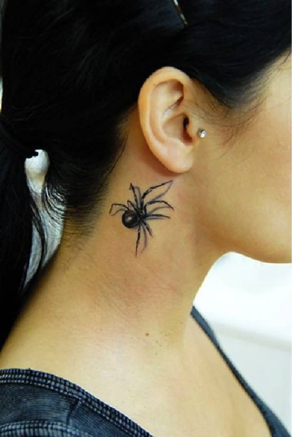 Impressive Black Widow Tattoo For Girls
