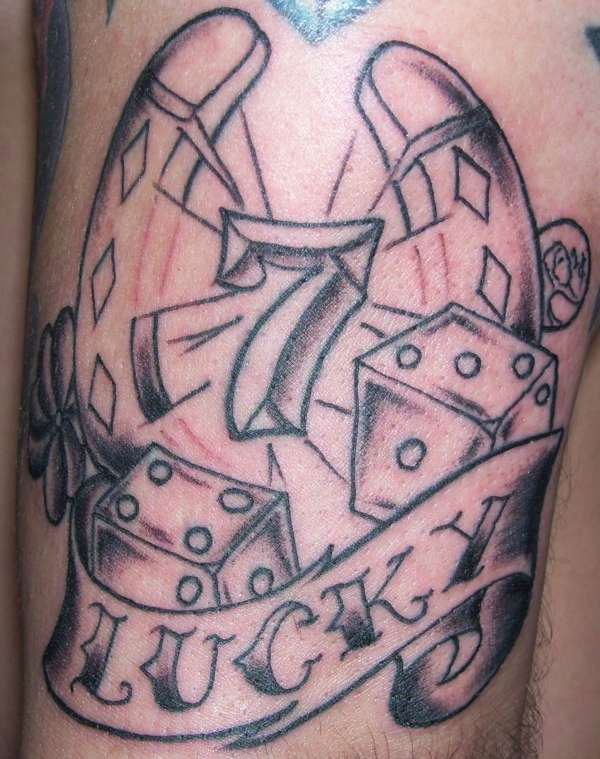 Impressive Grey Lucky Seven Number Tattoo