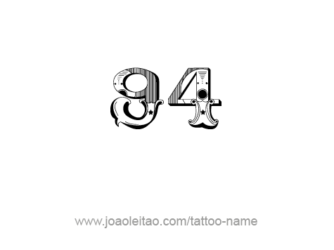 Impressive Ninety Four Number Tattoo Design