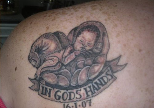 In God Hands Remembrance Tattoo For Baby