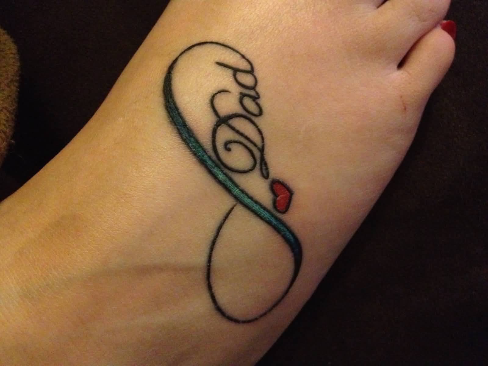 Infinity Dad Remembrance Tattoo On Foot