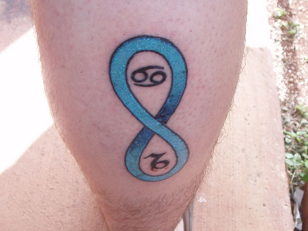 Infinity Numbers Tattoo On Back Leg