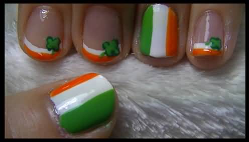 Irish Flag Nail Art