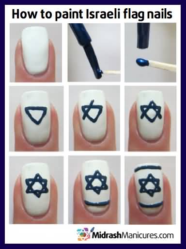 Israeli Flag Nail Art Tutorial Picture