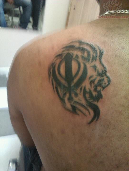 Khanda And Tiger Punjabi Tattoo