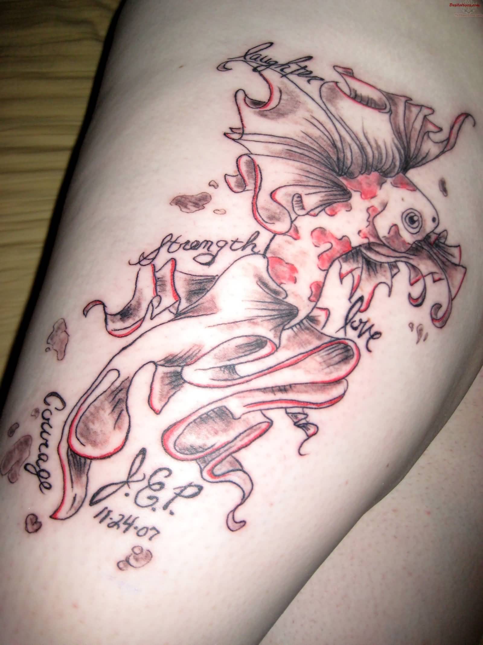 Koi Fish Remembrance Tattoo By Angeleyesuncut