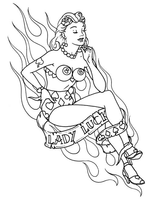 Lady Luck Pin Up Girl Tattoo Design