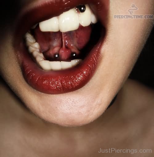 Lip Frenulum And Tongue Frenulum Piercing For Girls