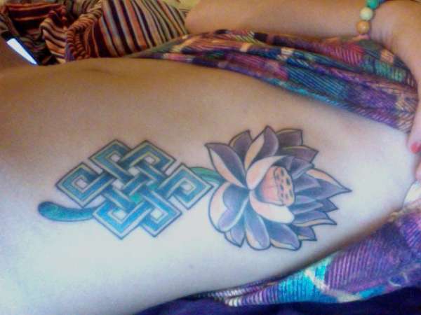 Lotus And Endless Knot Flower Tattoo For Girls
