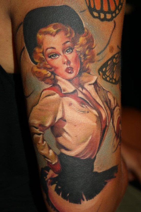 Lovely Cowgirl Pin Up Tattoo By Laura Juan