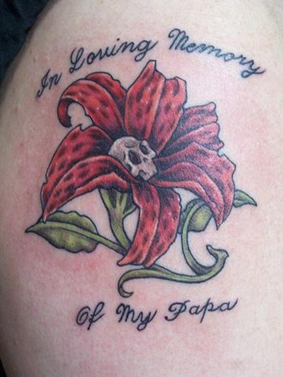 Lovely Flower Remembrance Tattoo For Dad