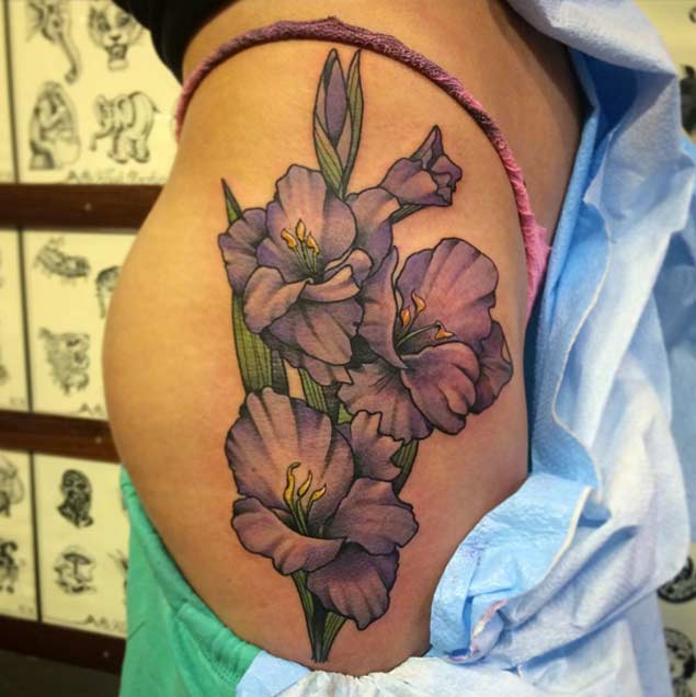 Lovely Gladiolus Flowers Tattoo For Girls