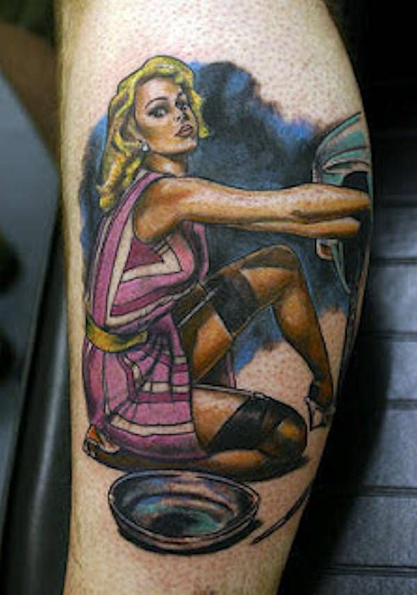 Lovely Mechanic Pin Up Girl Tattoo
