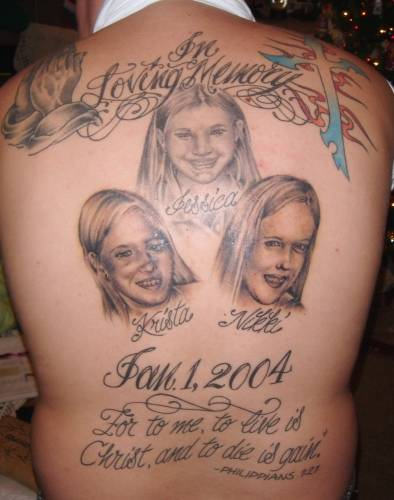 Loving Remembrance Tattoo On Full Back