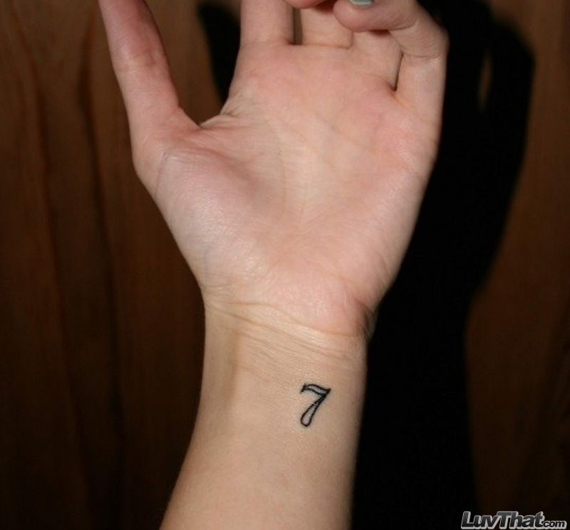 Lucky Seven Number Tattoo On Wrist