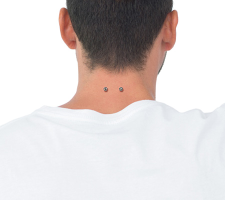 Man With Surface Neck Piercing