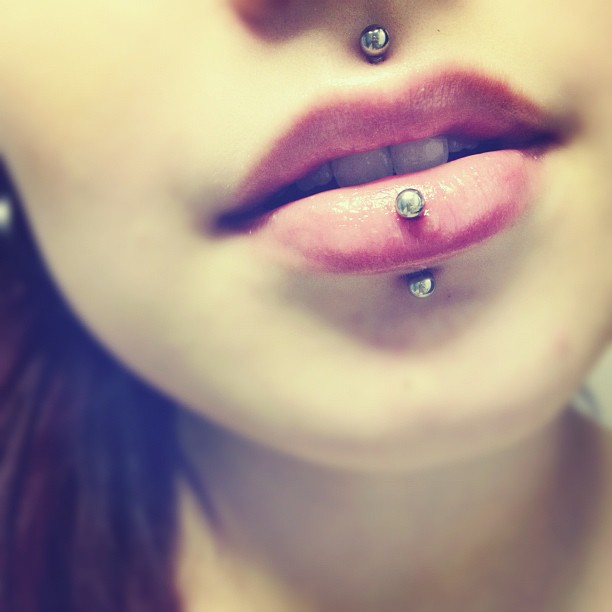 Medusa And Top Lip Piercing With Barbell