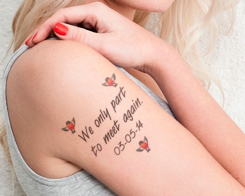 Message Remembrance Tattoo On Right Shoulder For Girls