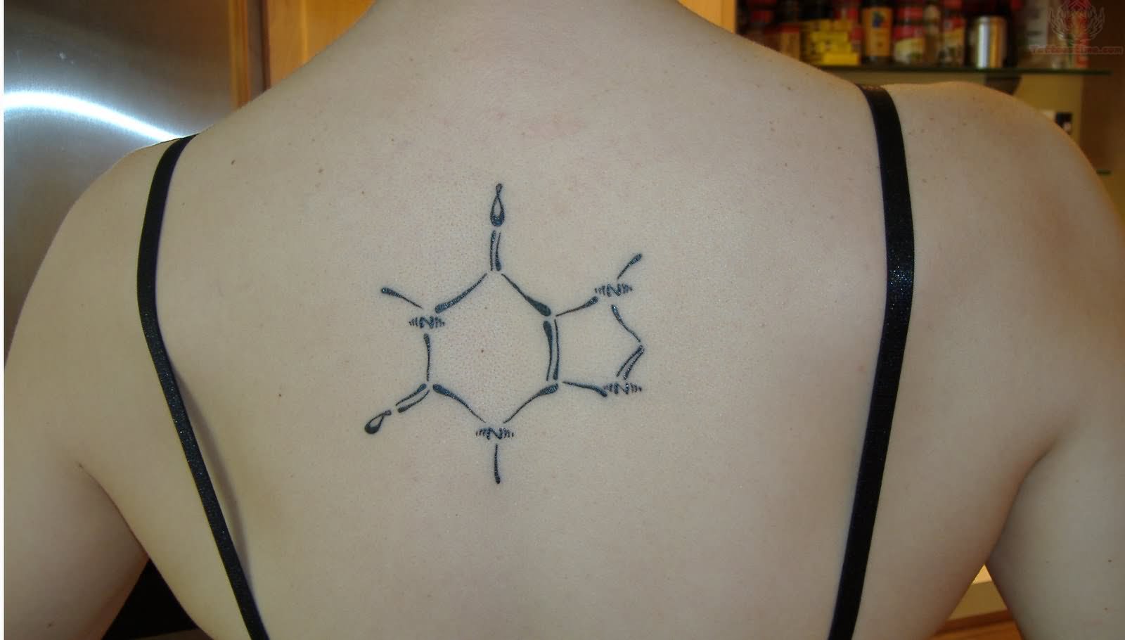 Molecule Science Tattoo on Upper Back For Girls