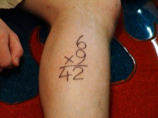 Multiply Number Tattoo On Leg