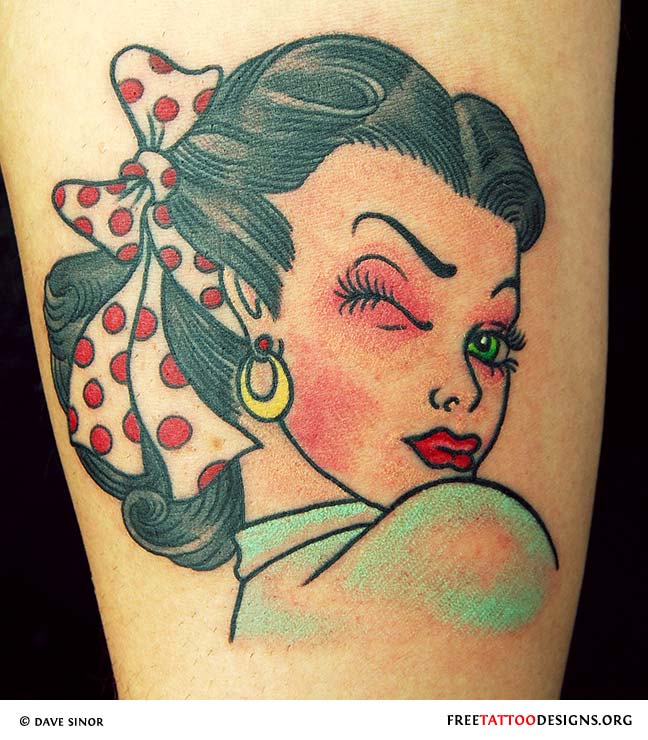 Naughty Pin Up Girl Old School Tattoo