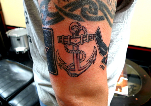 Navy Army Tattoo On Sleeve