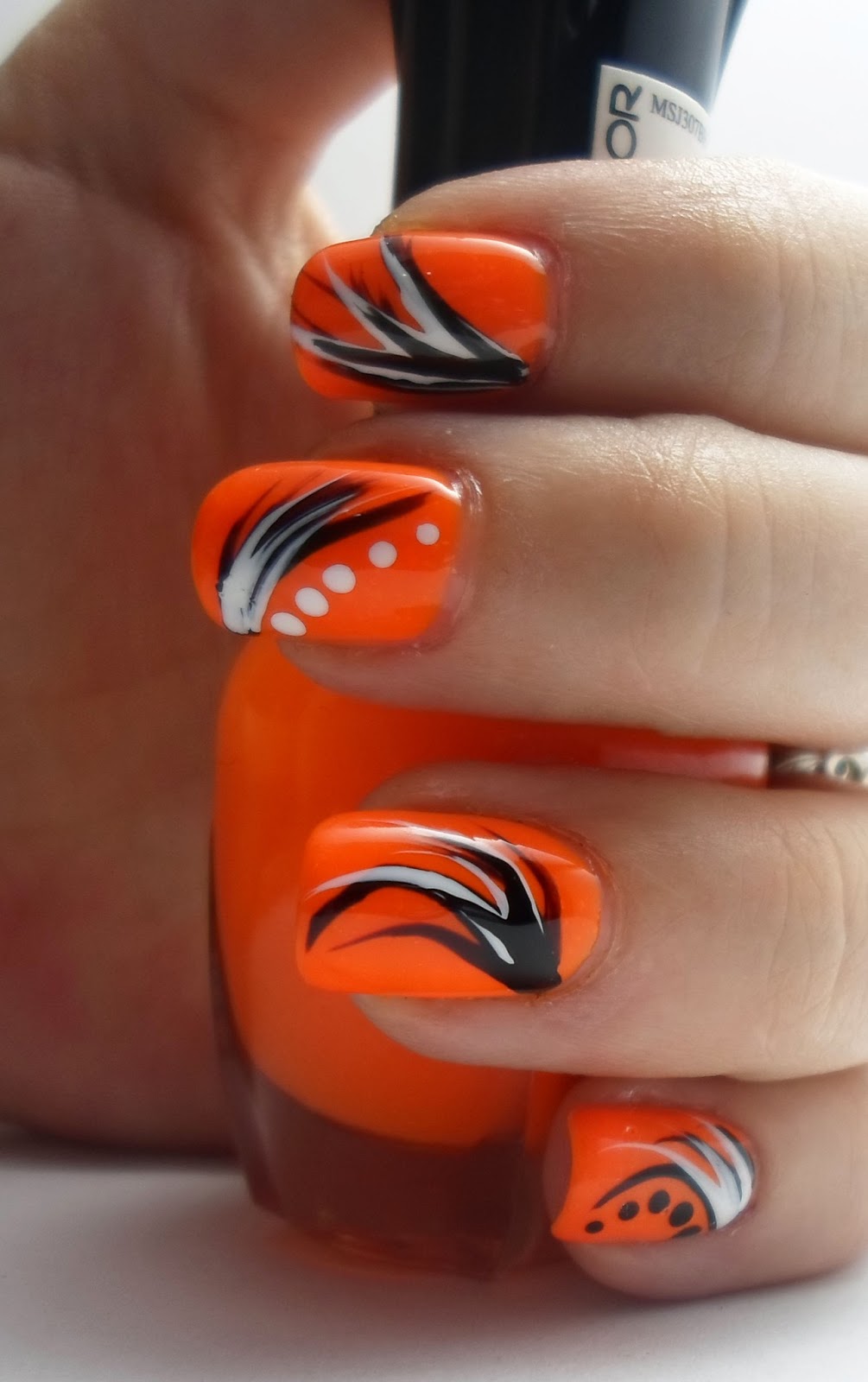 60 Stylish Orange And Black Nail Art Design Ideas