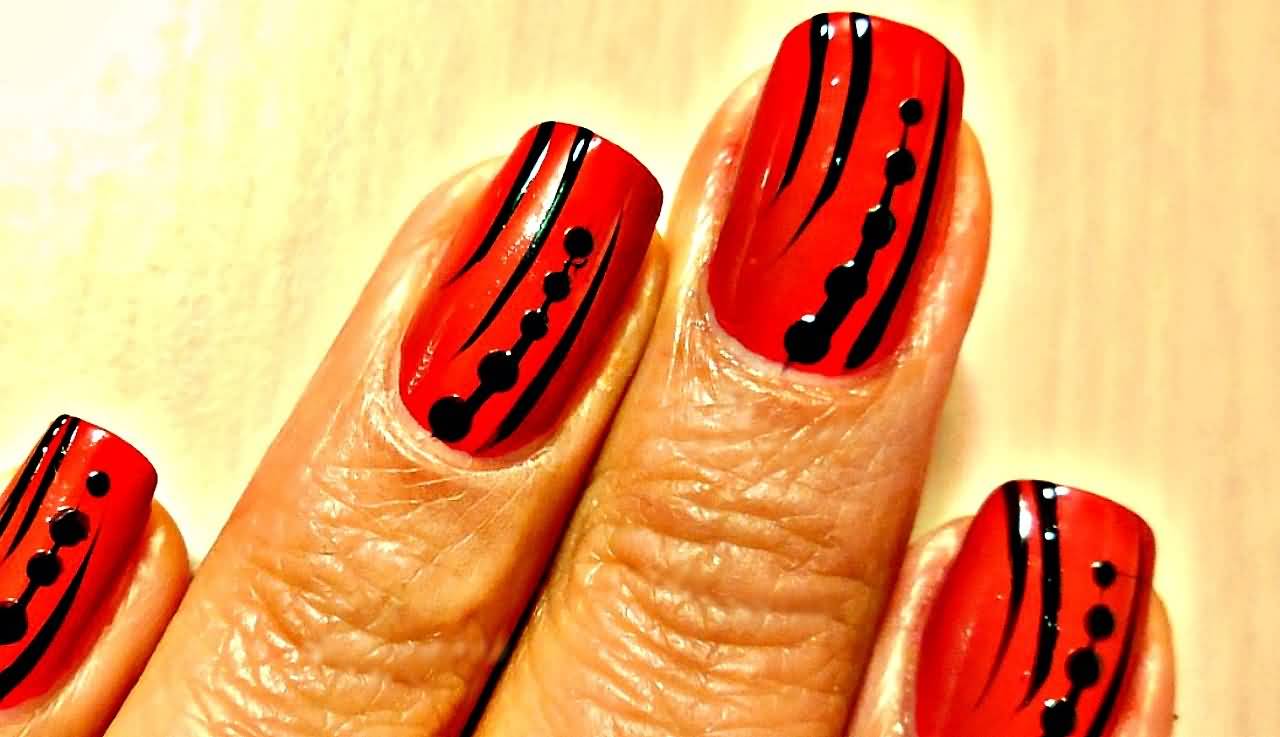 Black and Red Striped Nail Design - wide 2