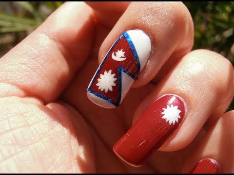 Nepal Flag Nail Art Tutorial Video